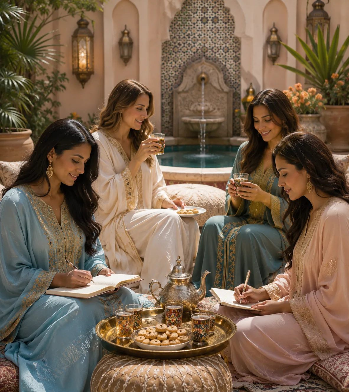 Self-love journaling and Moroccan tea